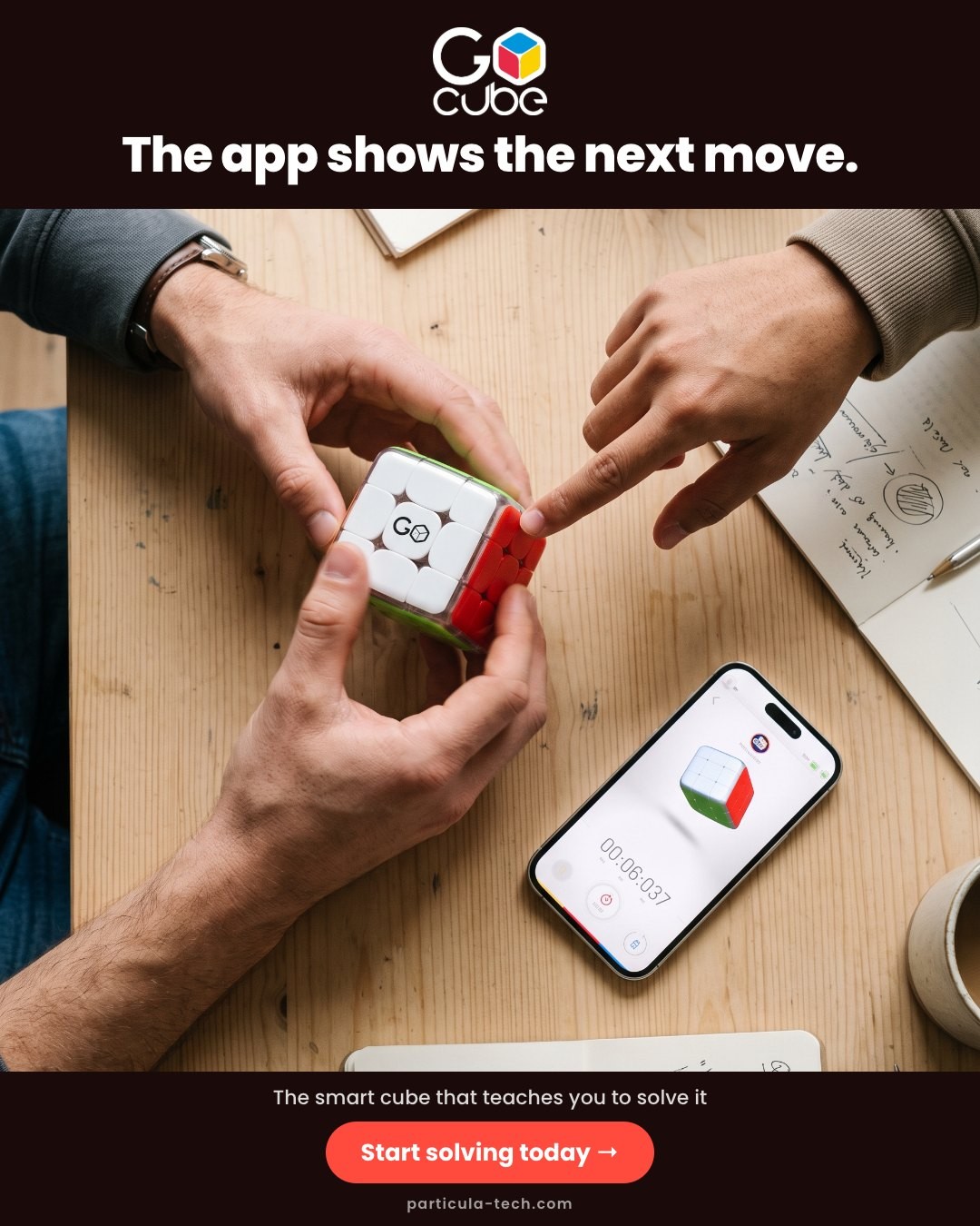 The app shows the next move.